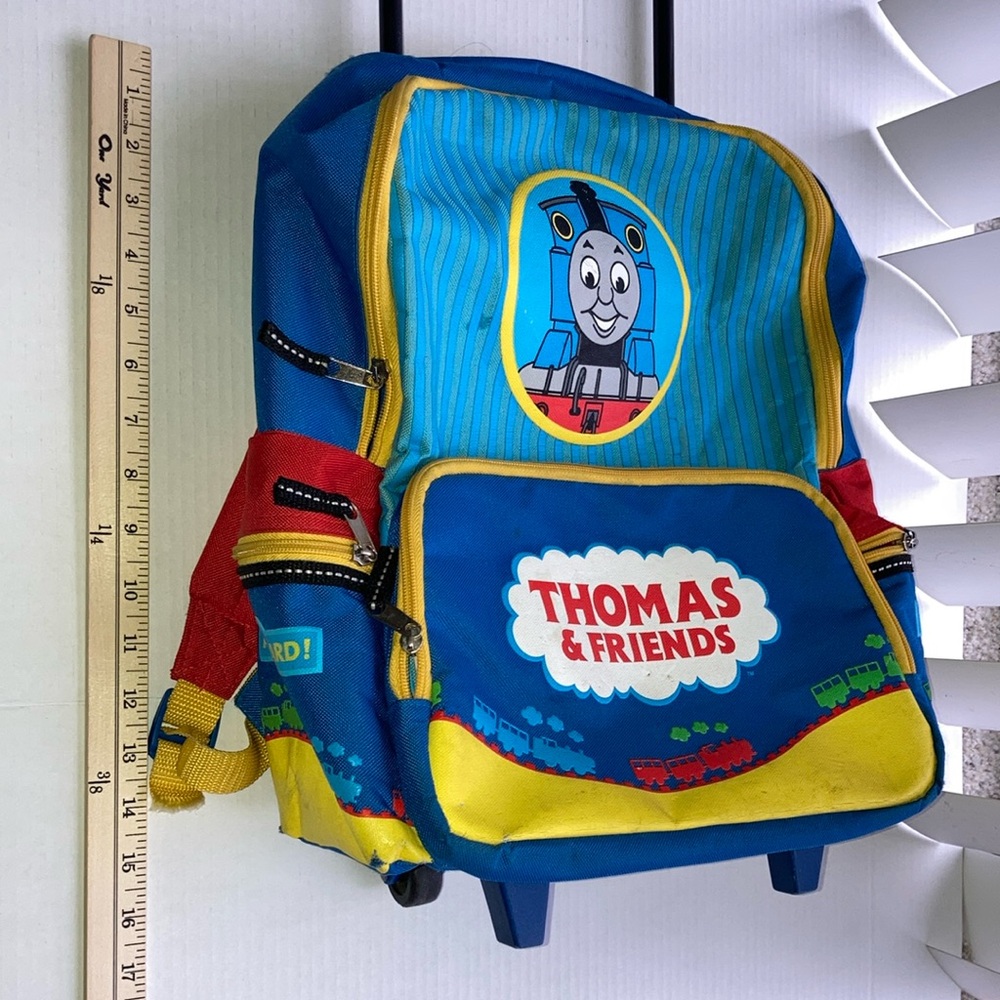 Thomas & Friends Kids 17” Blue Travel Roller Bag Backpack - Picture 13 of 17